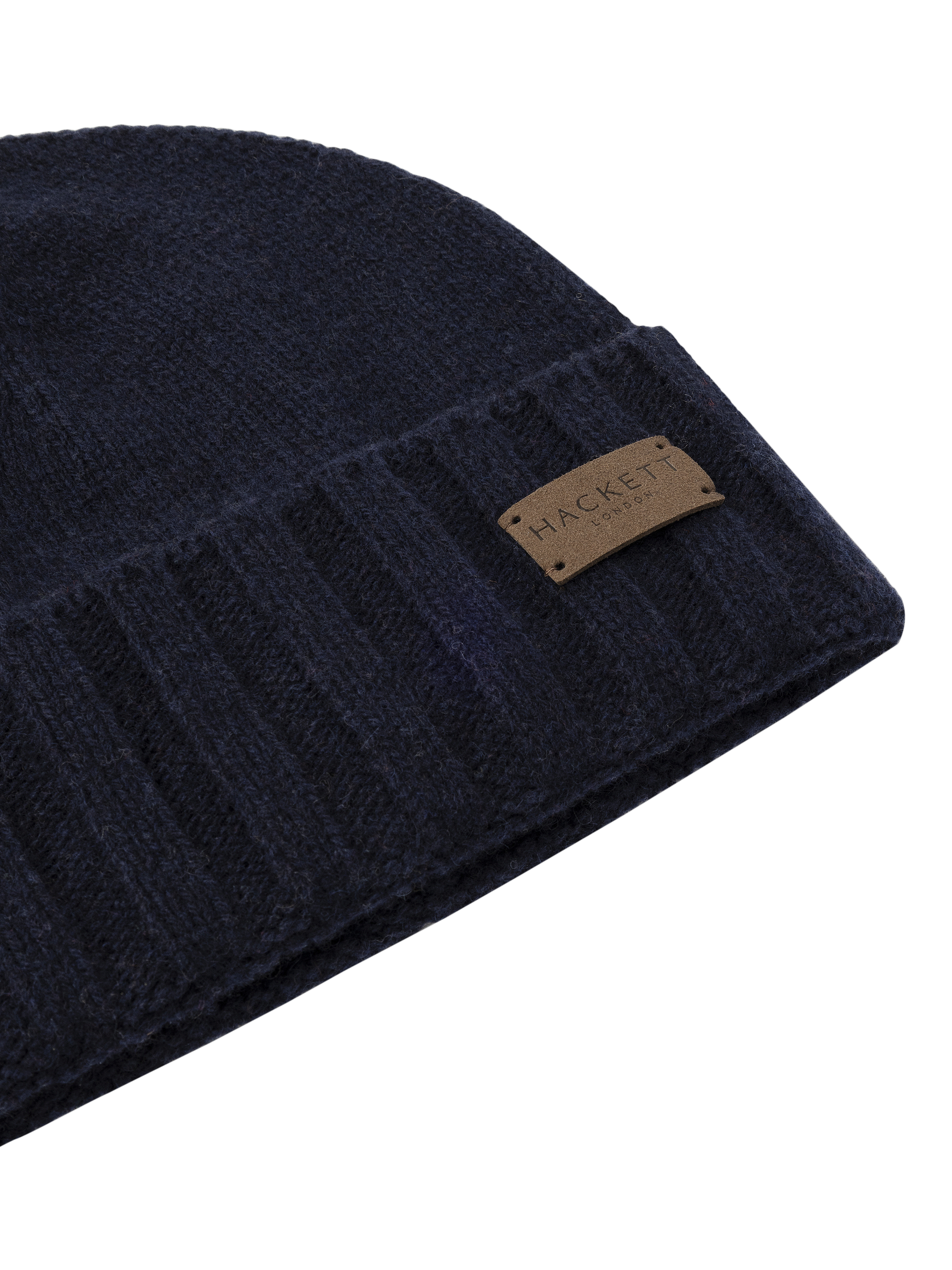 Product image 3 of 4, which shows Hackett London Knitted Beanie Hat, Midnight Blue