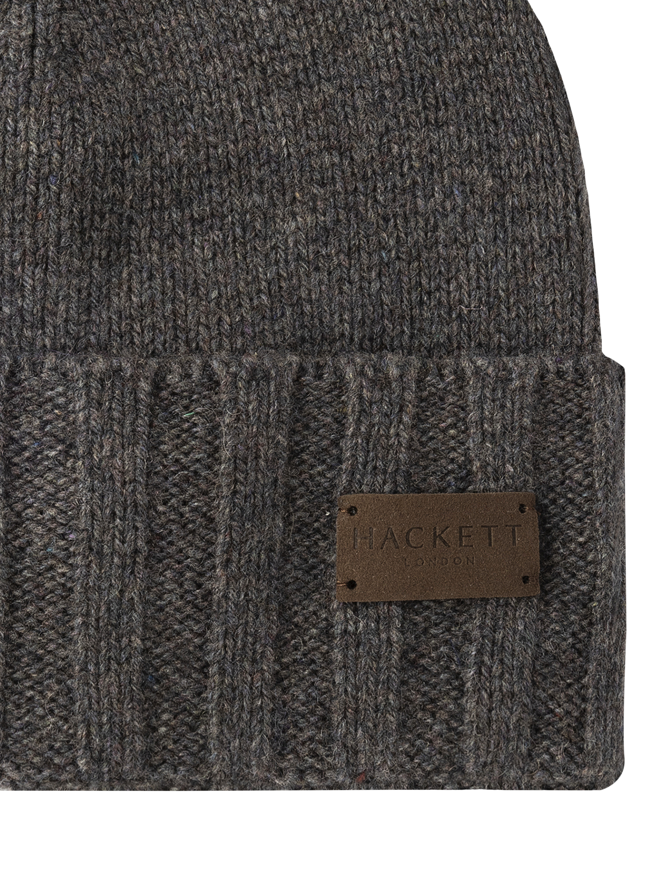 Product image 4 of 4, which shows Hackett London Knitted Beanie Hat, Granite Grey