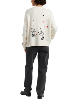 Peanuts Poker Wool Rich Cardigan, Cream - view 2, Cream