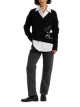 Chinti & Parker Snoopy Hearts Wool Rich Cable Knit Cardigan