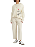 Chinti & Parker Snoopy Hearts Wool Rich Cable Knit Cardigan, Cream