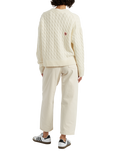 Chinti & Parker Snoopy Hearts Wool Rich Cable Knit Cardigan, Cream