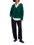 Chinti & Parker Snoopy Hearts Wool Rich Cable Knit Cardigan, Emerald