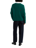 Chinti & Parker Snoopy Hearts Wool Rich Cable Knit Cardigan, Emerald