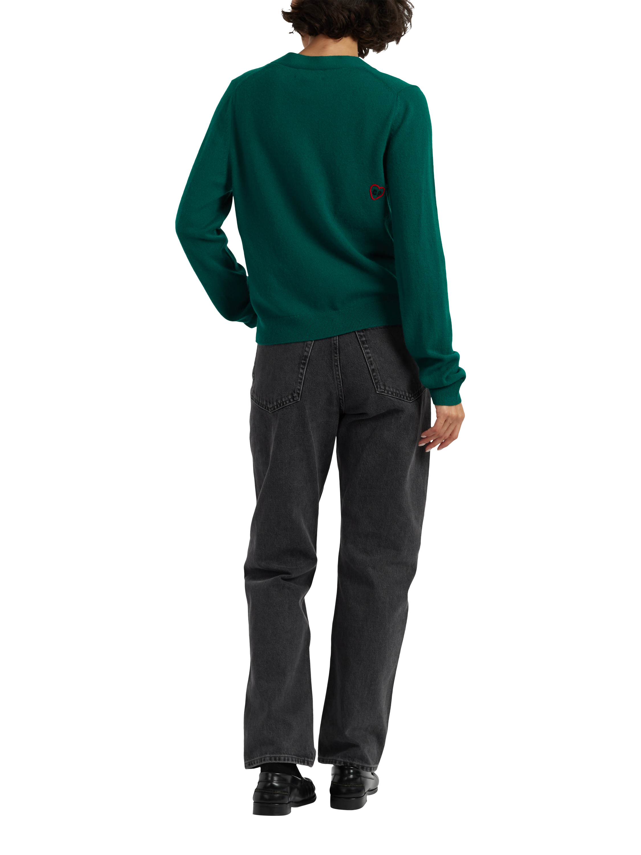 Product image 2 of 4, which shows Chinti & Parker Snoopy Peek Wool Rich Cardigan, Emerald, XS
