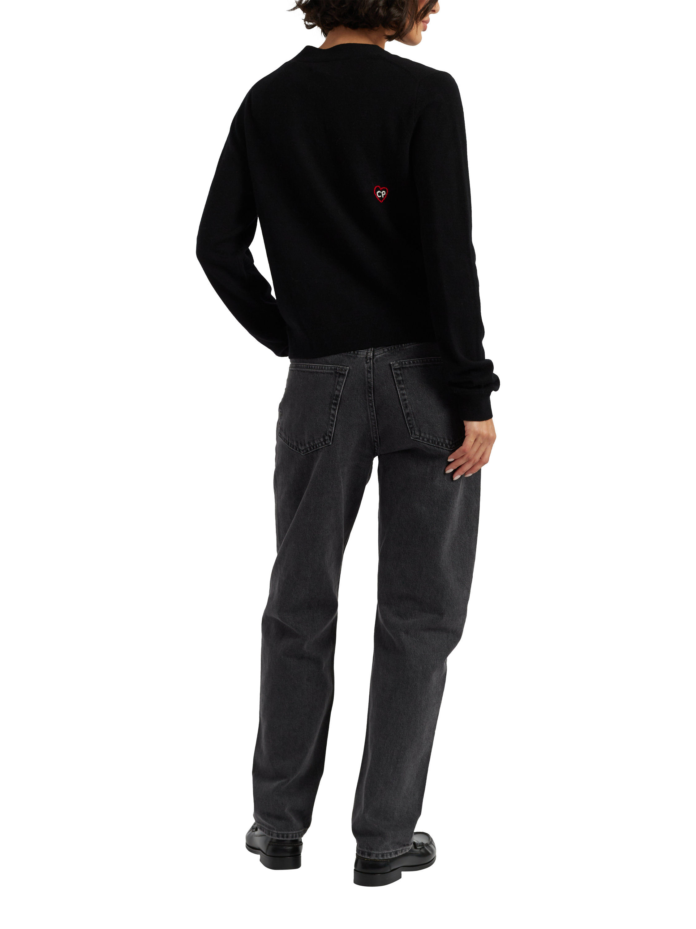 Product image 2 of 4, which shows Chinti & Parker Snoopy Peek Wool Rich Cardigan, Black, XS