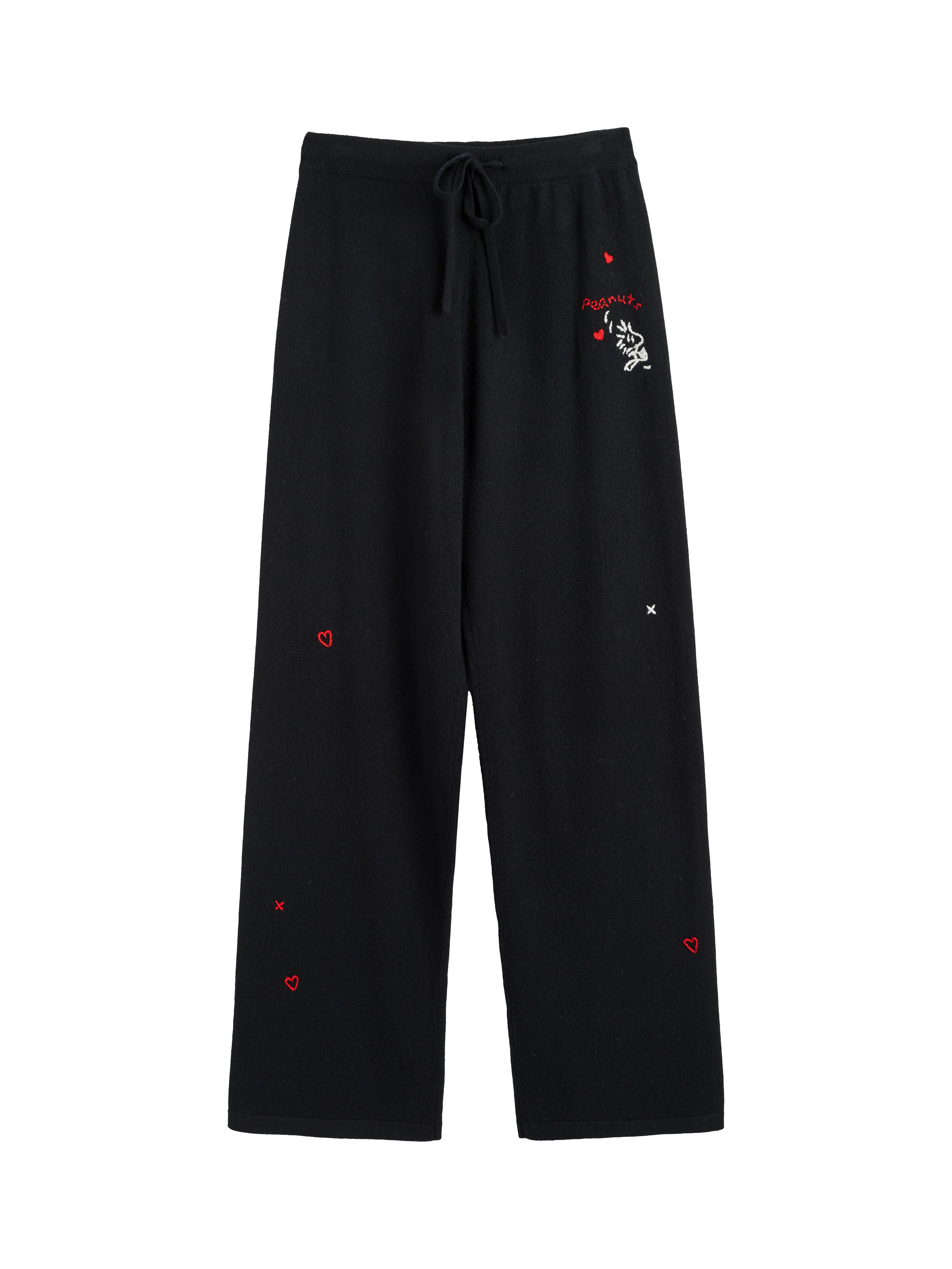Product image 4 of 5, which shows Chinti & Parker Snoopy Hearts Wool Rich Joggers, Black, XS