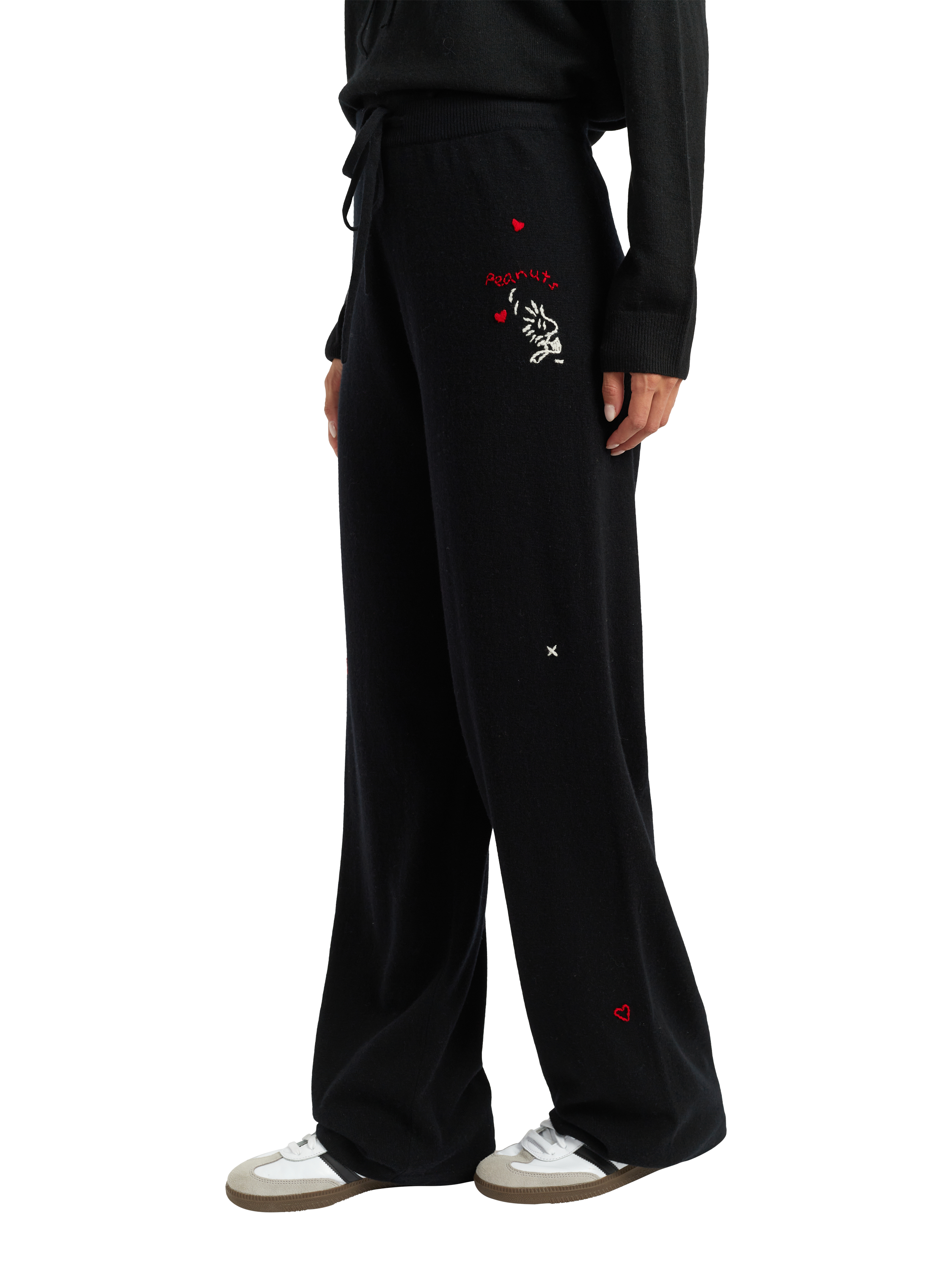 Product image 5 of 5, which shows Chinti & Parker Snoopy Hearts Wool Rich Joggers, Black, XS