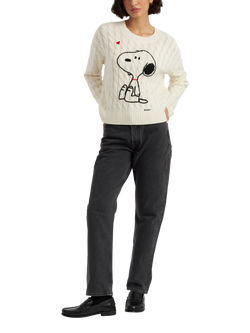 Chinti & Parker Snoopy Heart Wool Rich Cable Knit Jumper, Cream