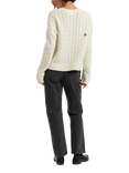 Chinti & Parker Snoopy Heart Wool Rich Cable Knit Jumper, Cream