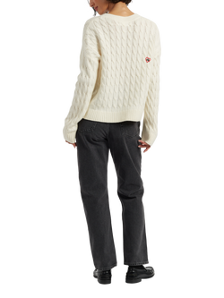Chinti & Parker Snoopy Heart Wool Rich Cable Knit Jumper - view 2, Cream