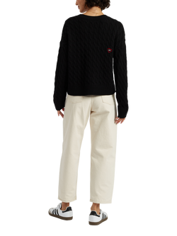 Chinti & Parker Snoopy Heart Wool Rich Cable Knit Jumper - view 2, Black