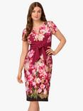 Adrianna Papell Floral Tie Front Dress, Berry/Multi
