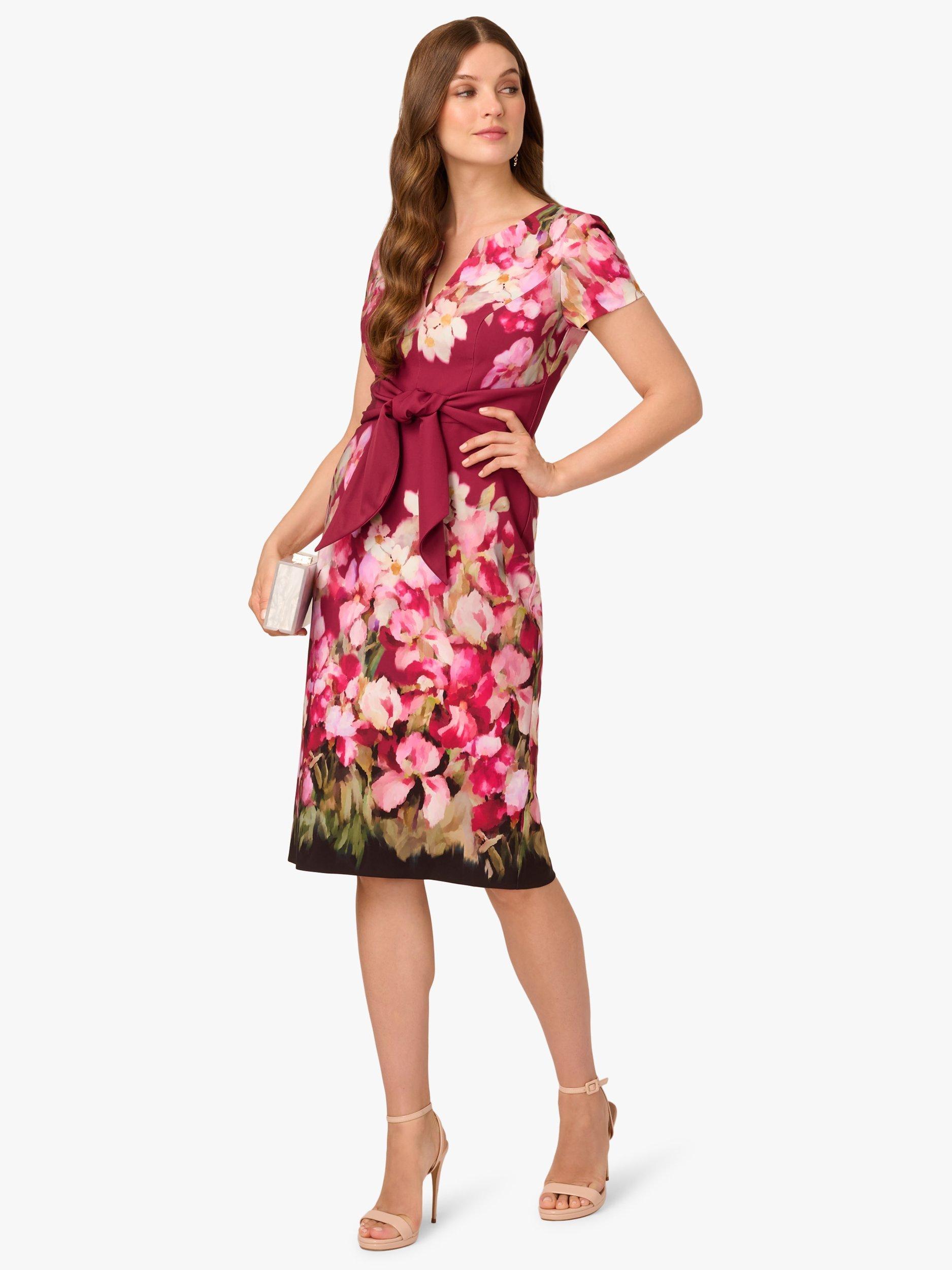 Product image 2 of 7, which shows Adrianna Papell Floral Tie Front Dress, Berry/Multi, 6