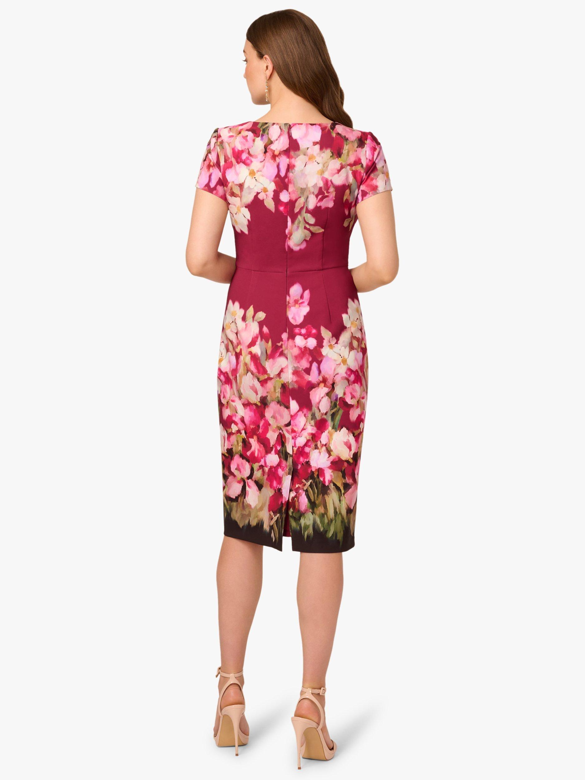 Product image 3 of 7, which shows Adrianna Papell Floral Tie Front Dress, Berry/Multi, 6