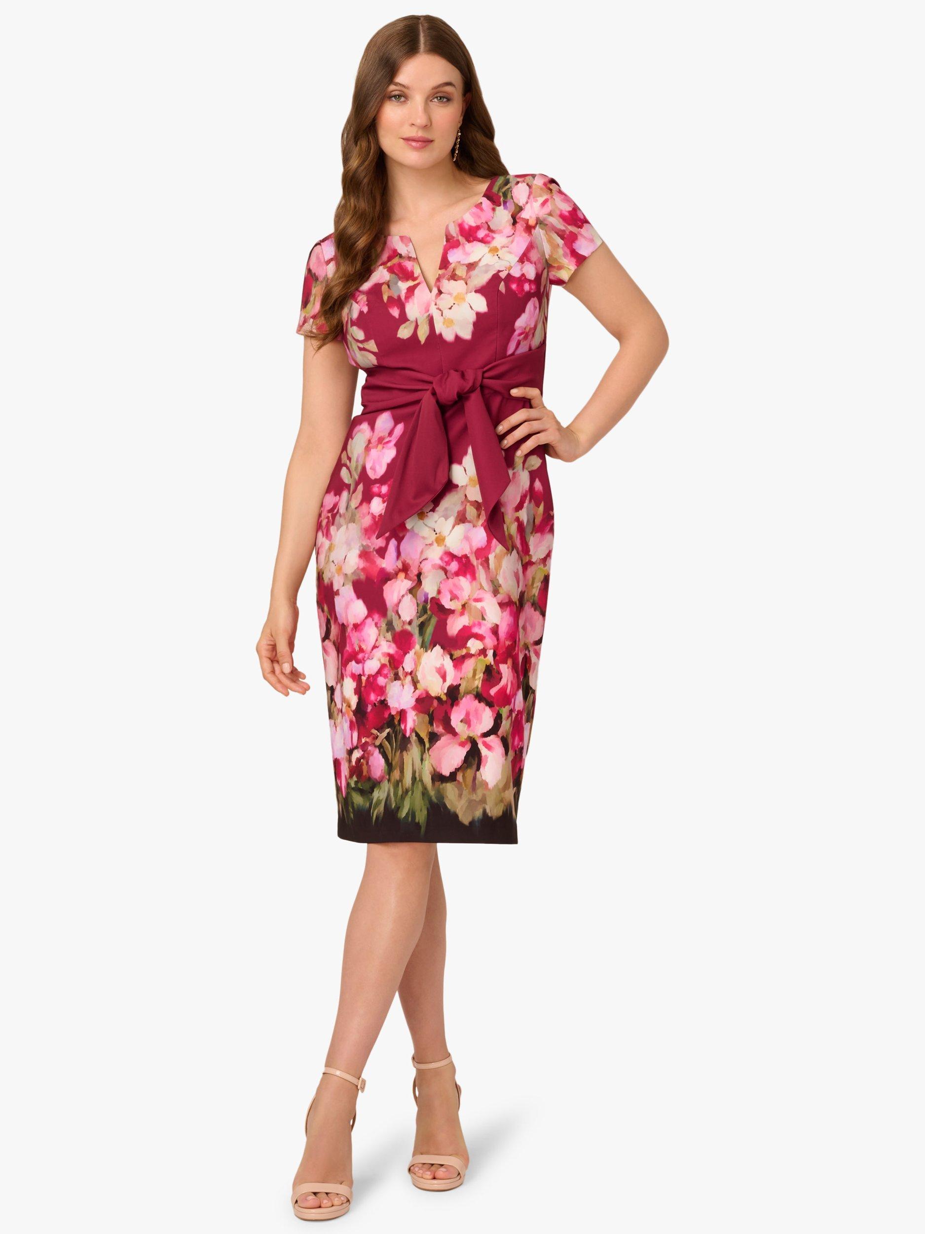 Product image 4 of 7, which shows Adrianna Papell Floral Tie Front Dress, Berry/Multi, 6