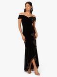 Adrianna Papell Bardot Neck Velvet Mermaid Gown, Black