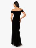 Adrianna Papell Bardot Neck Velvet Mermaid Gown, Black
