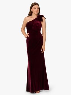 Adrianna Papell One Shoulder Velvet Maxi Dress, Bordeaux, Bordeaux