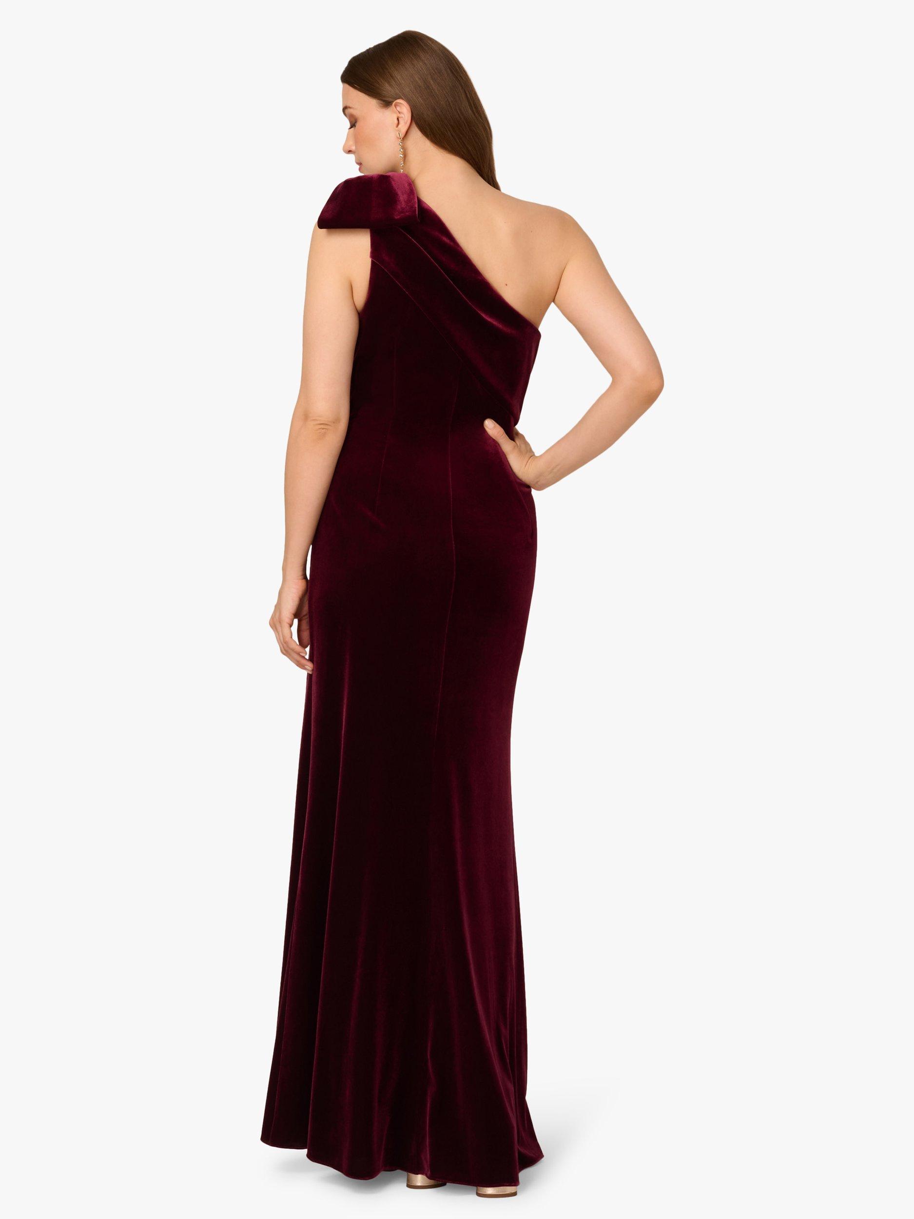 Product image 2 of 6, which shows Adrianna Papell One Shoulder Velvet Maxi Dress, Bordeaux, 6