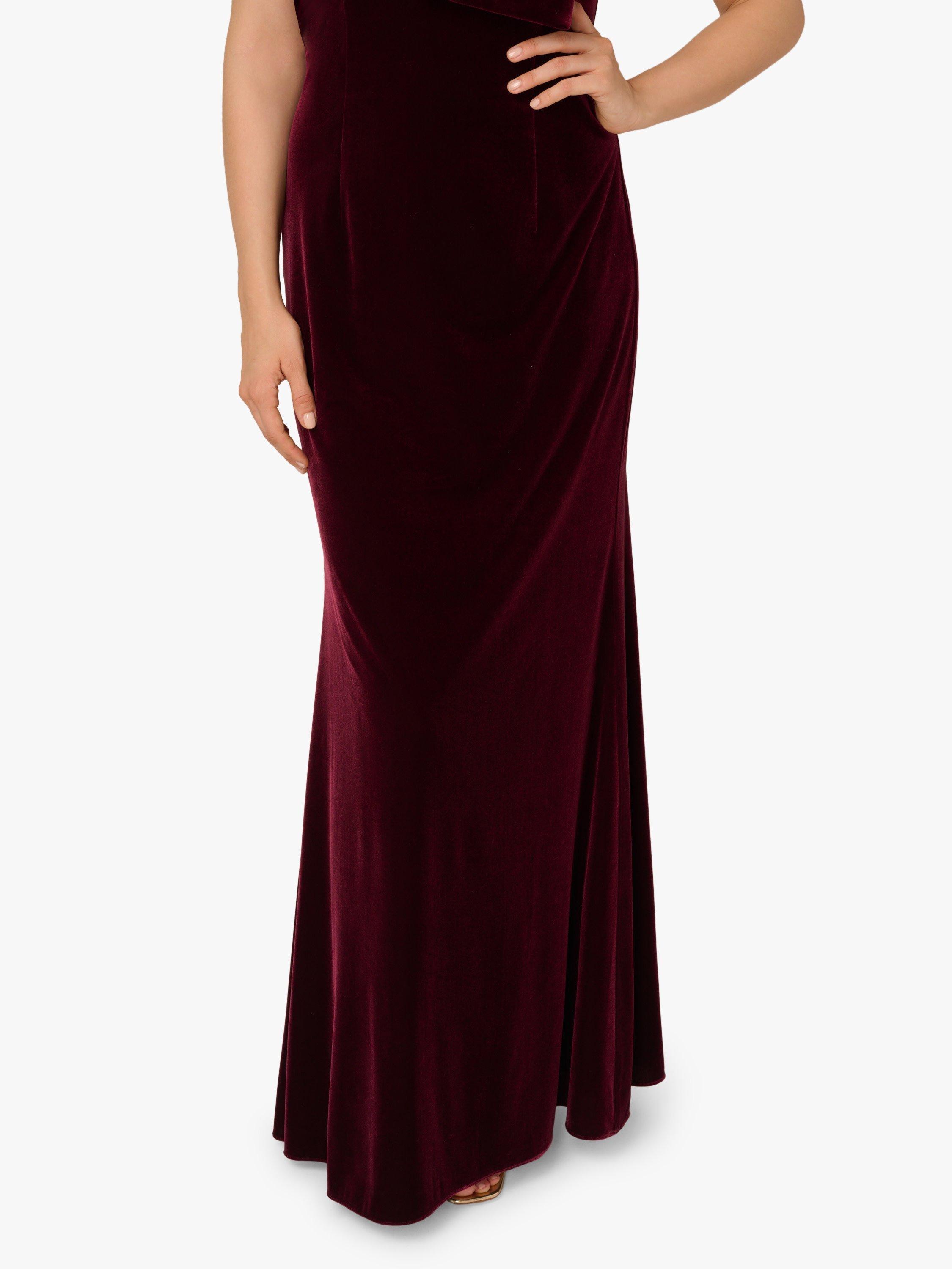Product image 5 of 6, which shows Adrianna Papell One Shoulder Velvet Maxi Dress, Bordeaux, 6