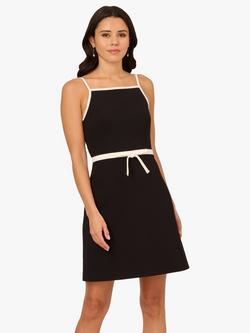 Adrianna Papell Bow Crepe Mini Dress, Black/Multi, Black/Multi
