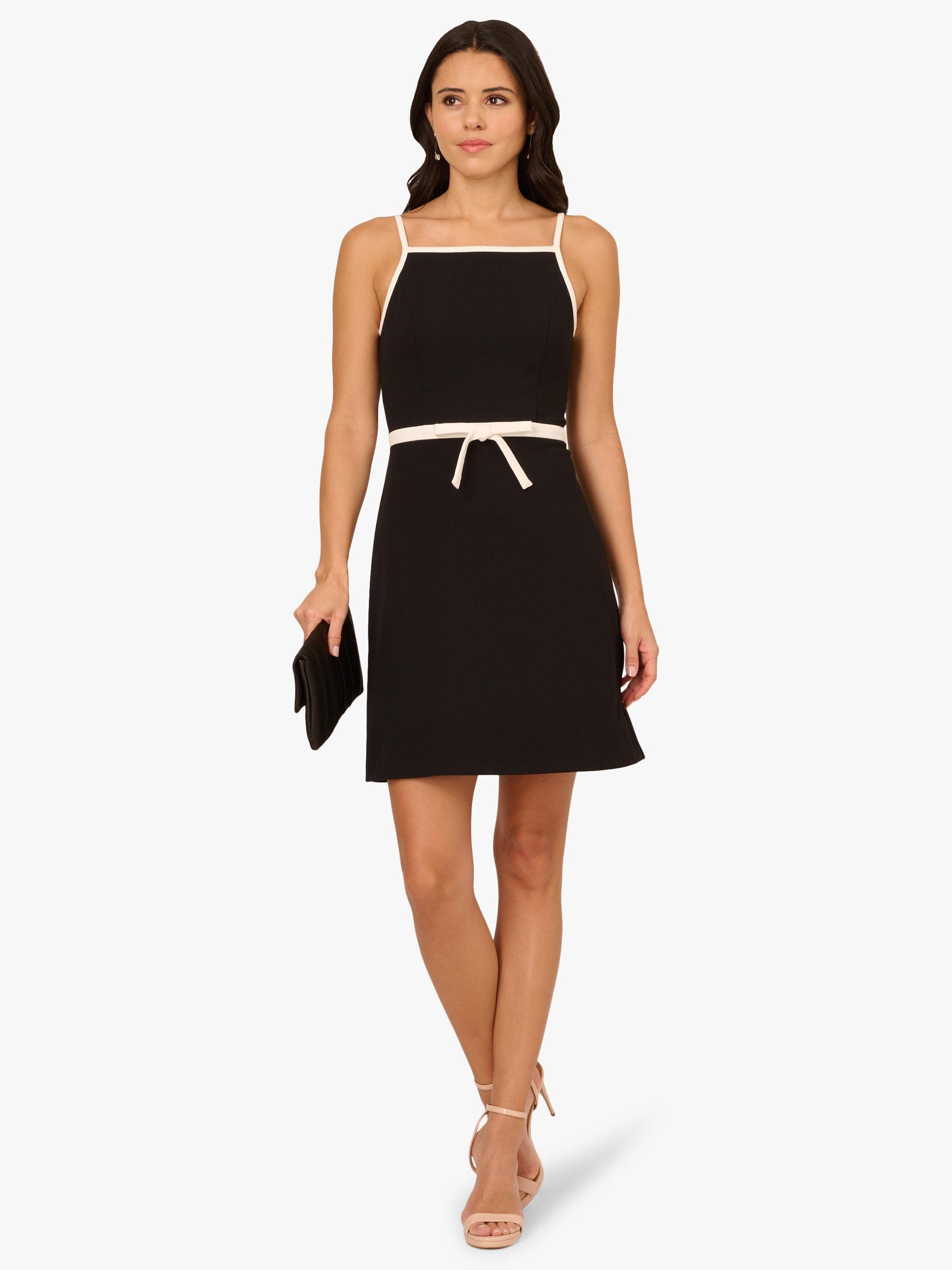 Product image 2 of 7, which shows Adrianna Papell Bow Crepe Mini Dress, Black/Multi, 6