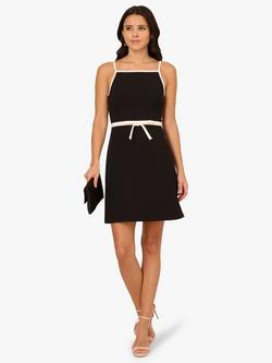 Adrianna Papell Bow Crepe Mini Dress, Black/Multi - view 2, Black/Multi