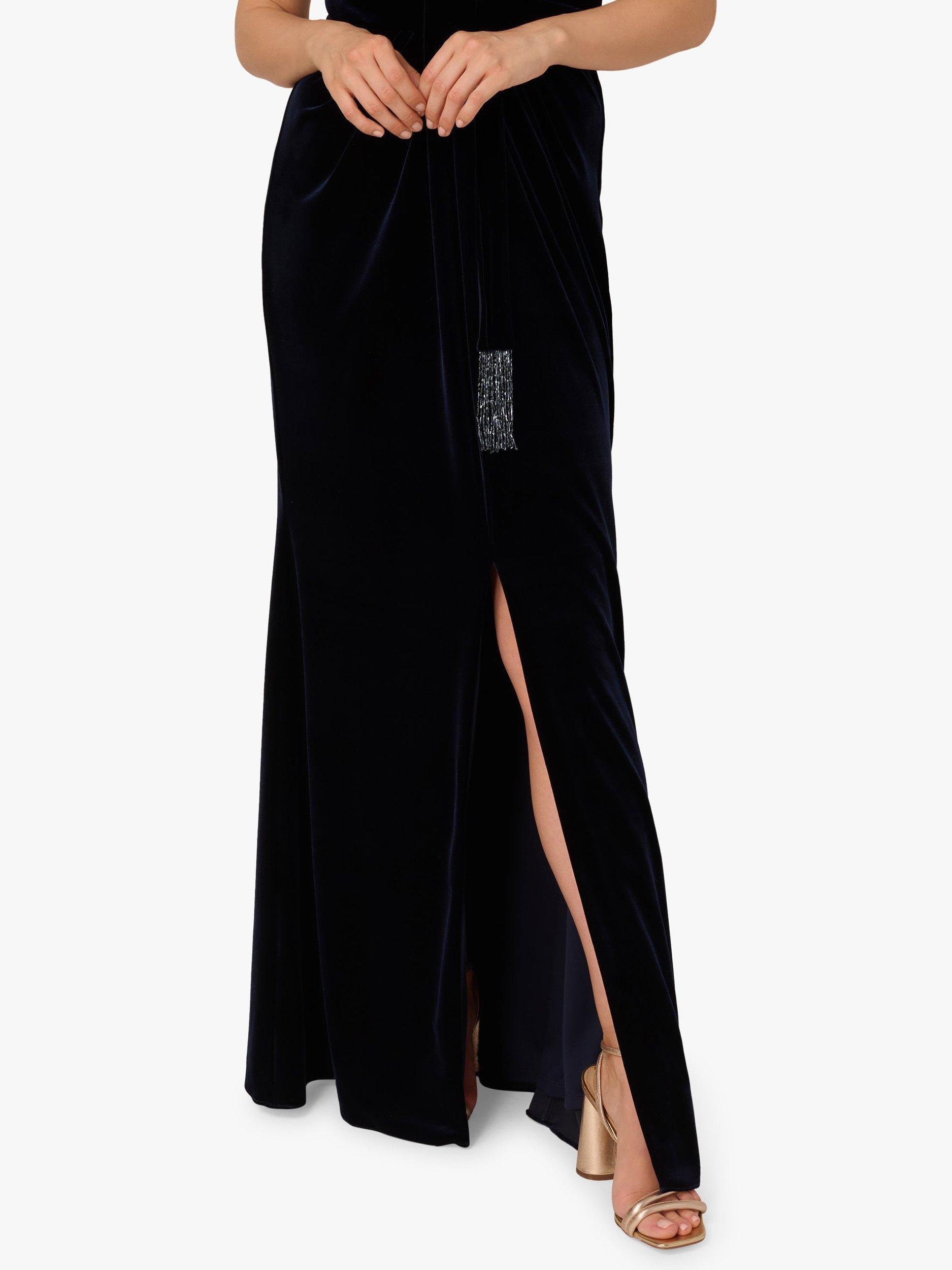 Product image 5 of 6, which shows Adrianna Papell Draped Velvet Halterneck Dress, Midnight, 6