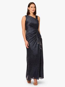 Adrianna Papell Metallic Foil Maxi Dress, Navy, Navy