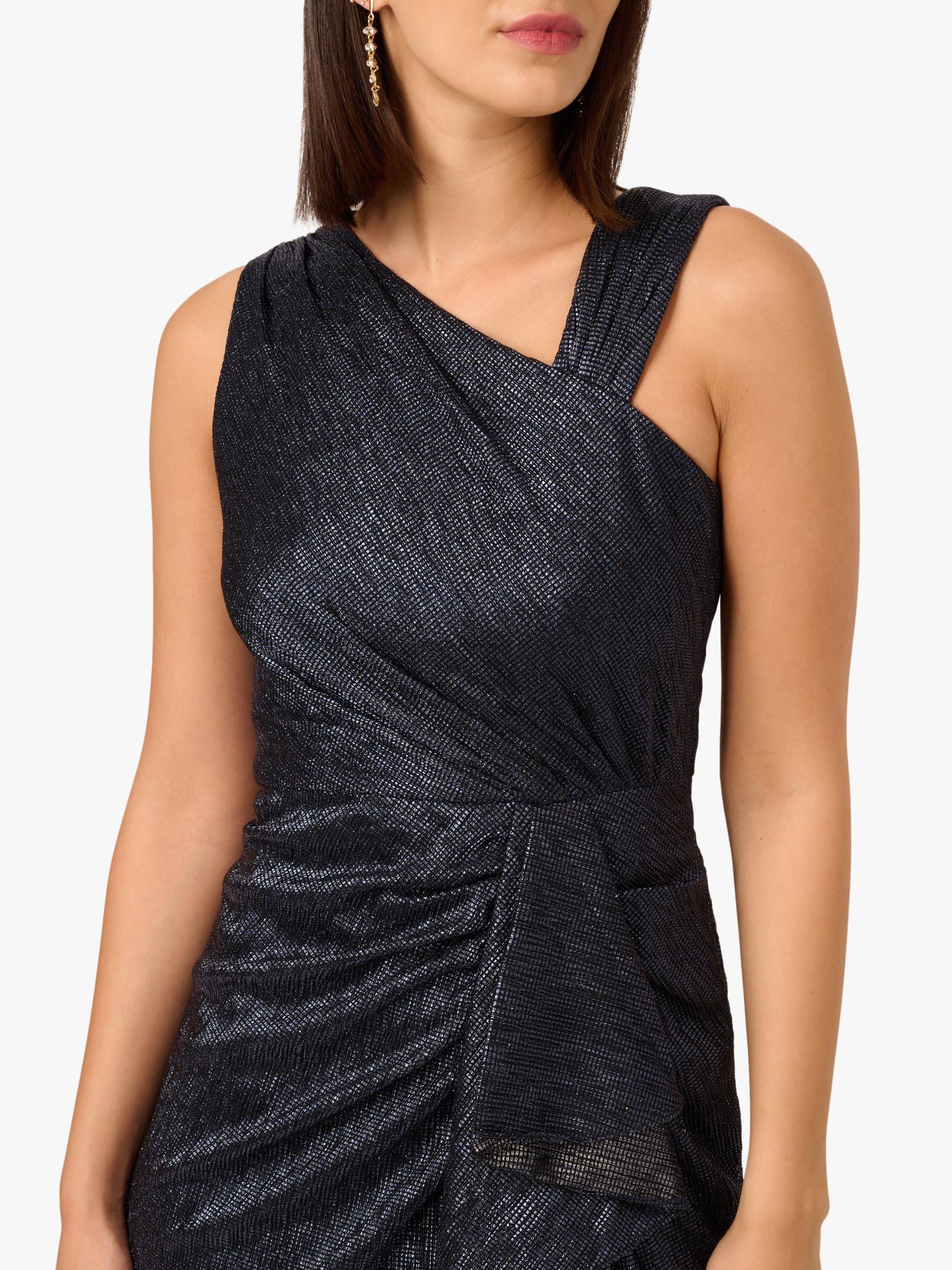 Product image 4 of 6, which shows Adrianna Papell Metallic Foil Maxi Dress, Navy, 6