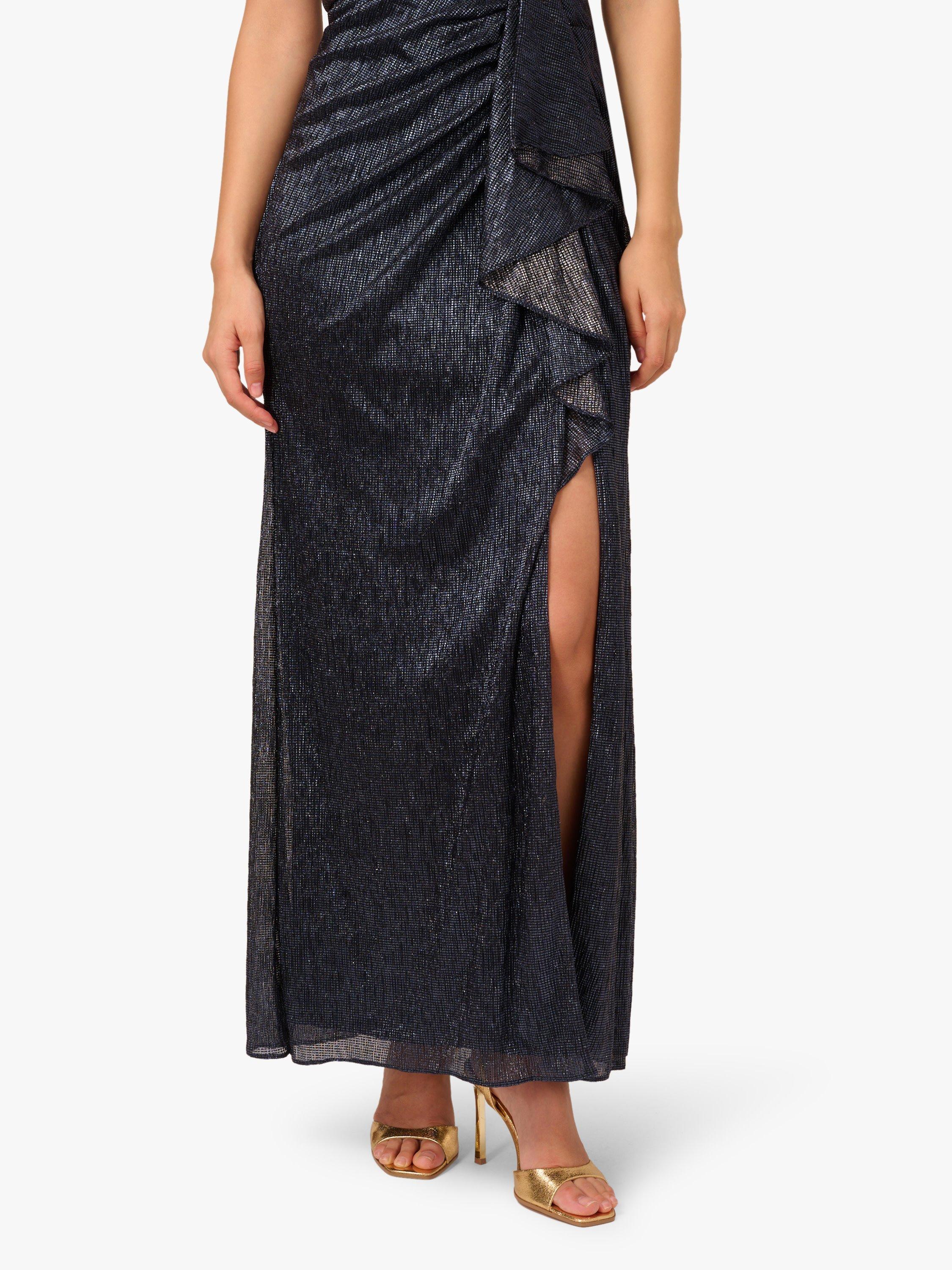Product image 5 of 6, which shows Adrianna Papell Metallic Foil Maxi Dress, Navy, 6