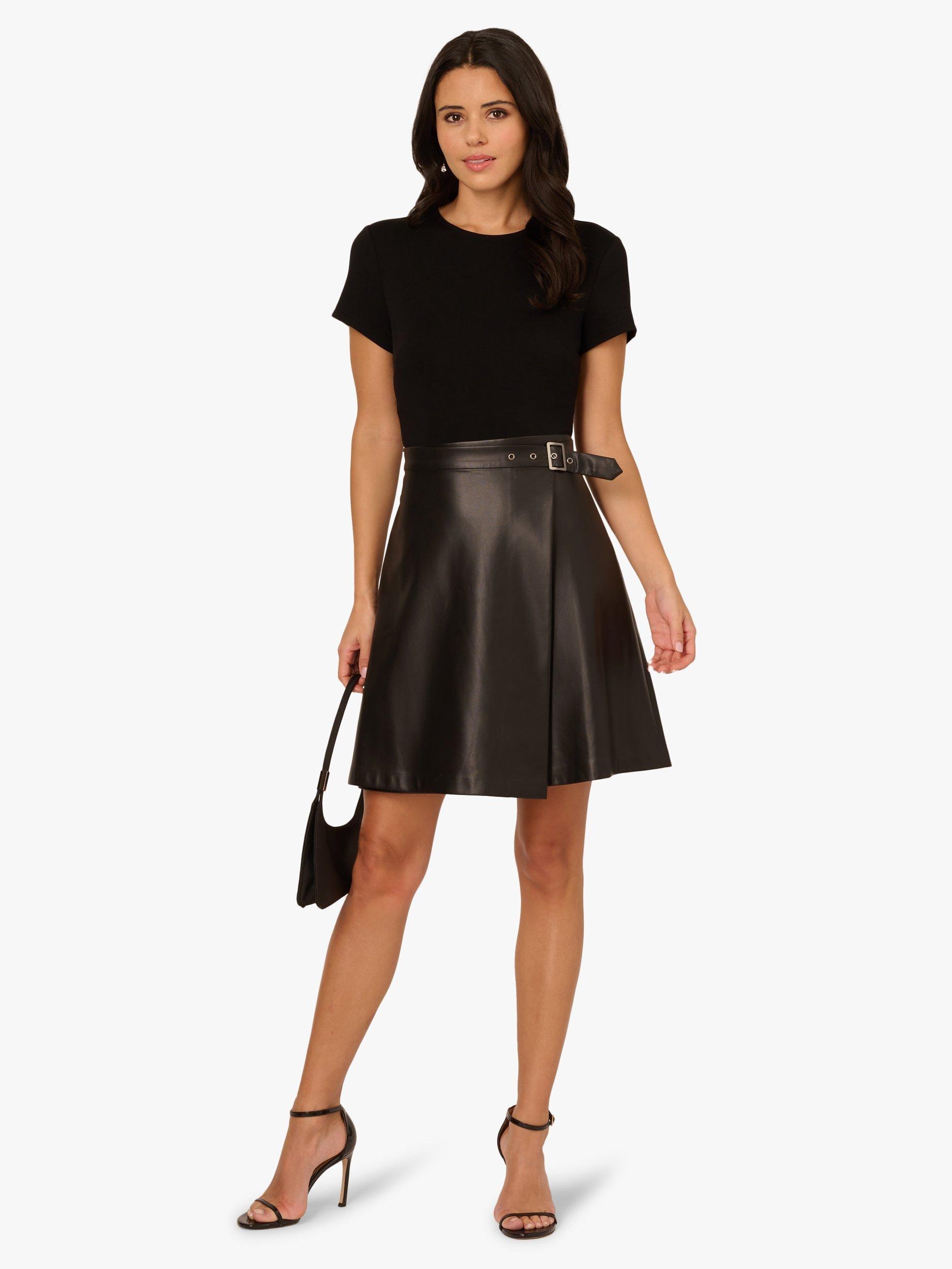 adrianna-papell-ponte-faux-leather-dress-black