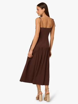 Adrianna By Adrianna Papell Square Neck Midi Dress, Chocolate - view 2, Chocolate