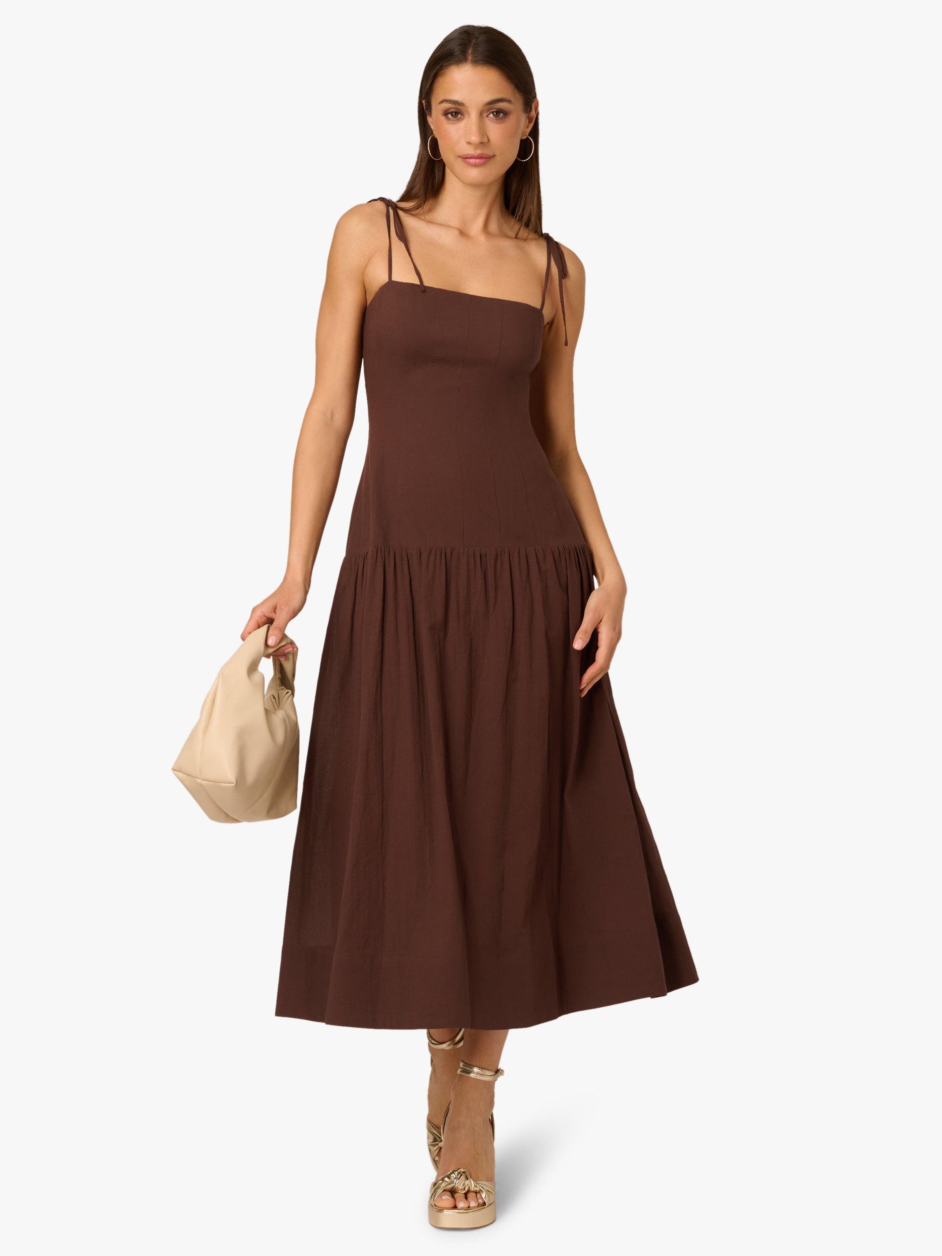 Product image 3 of 6, which shows Adrianna By Adrianna Papell Square Neck Midi Dress, Chocolate, 6