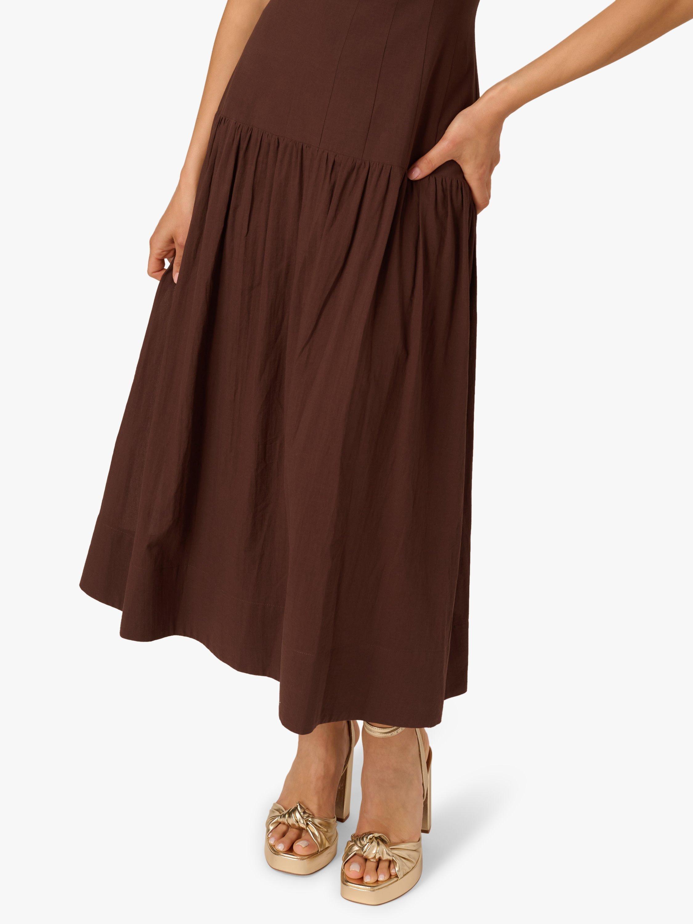 Product image 5 of 6, which shows Adrianna By Adrianna Papell Square Neck Midi Dress, Chocolate, 6