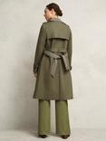 Hobbs Etty Check Collar Trench Coat, Olive Green