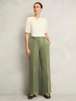 Hobbs Kayley High Waist Tailored Trousers, Dark Sage, Dark Sage