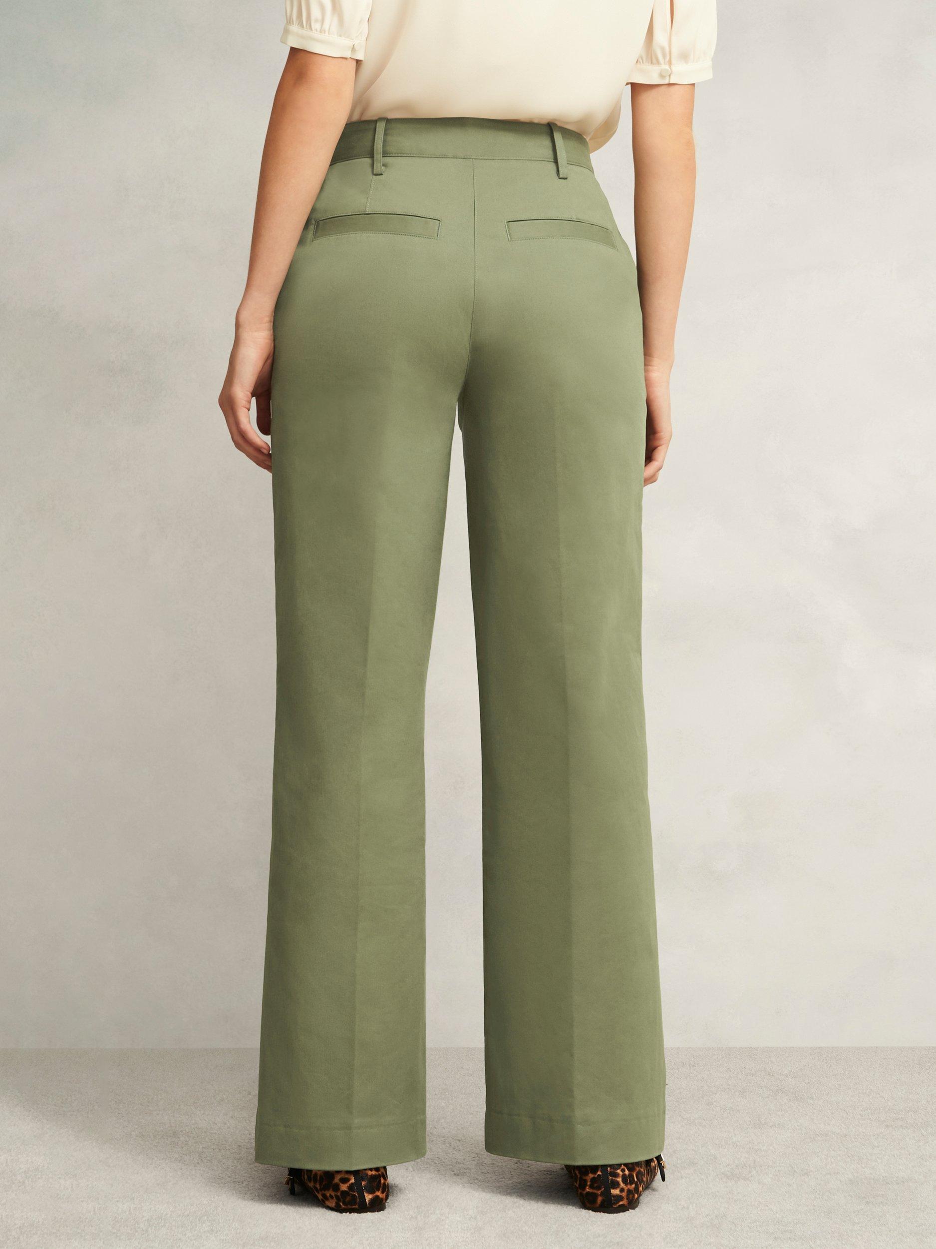 Product image 2 of 7, which shows Hobbs Kayley High Waist Tailored Trousers, Dark Sage, 10