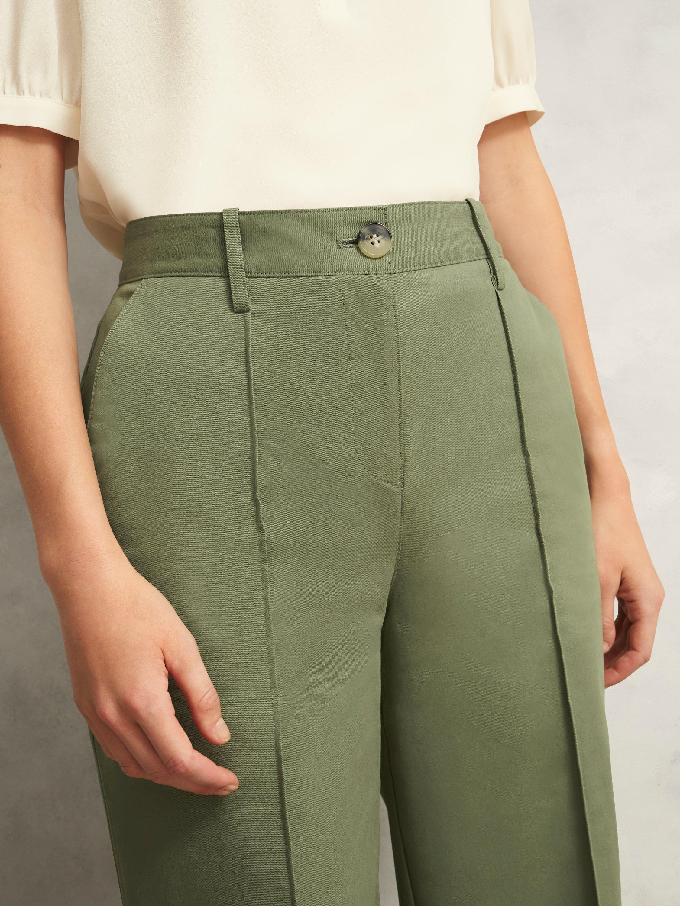 Product image 3 of 7, which shows Hobbs Kayley High Waist Tailored Trousers, Dark Sage, 10