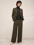 Hobbs Neava Wide Leg Tailored Trousers, Yew Green
