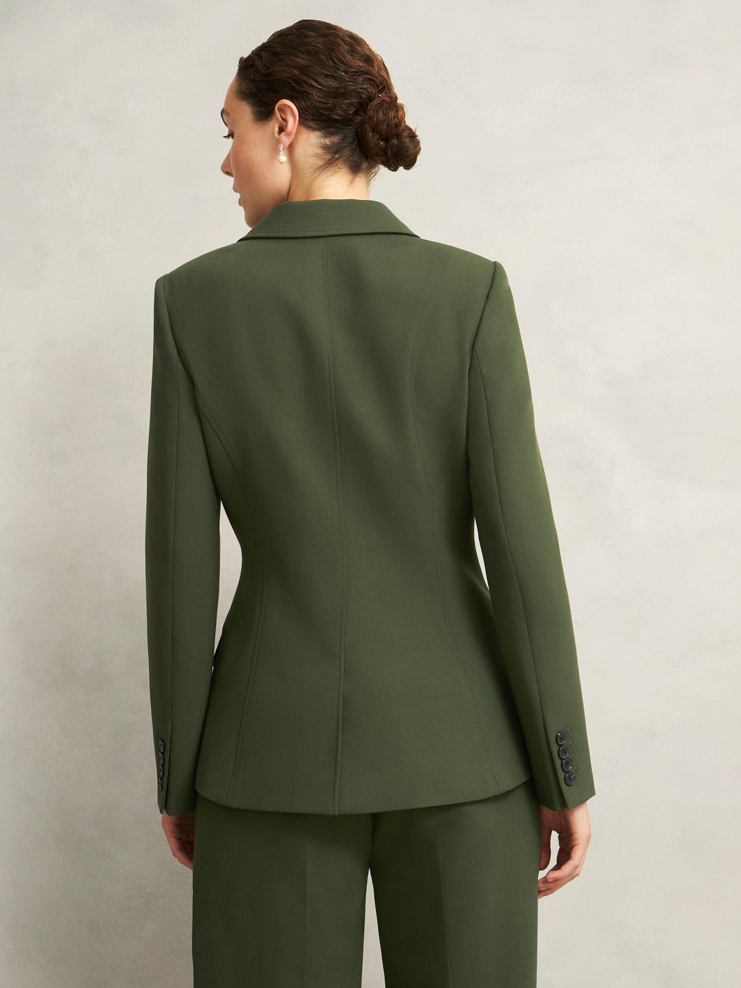 Product image 2 of 5, which shows Hobbs Neava Asymmetric Tailored Jacket, Yew Green, 10