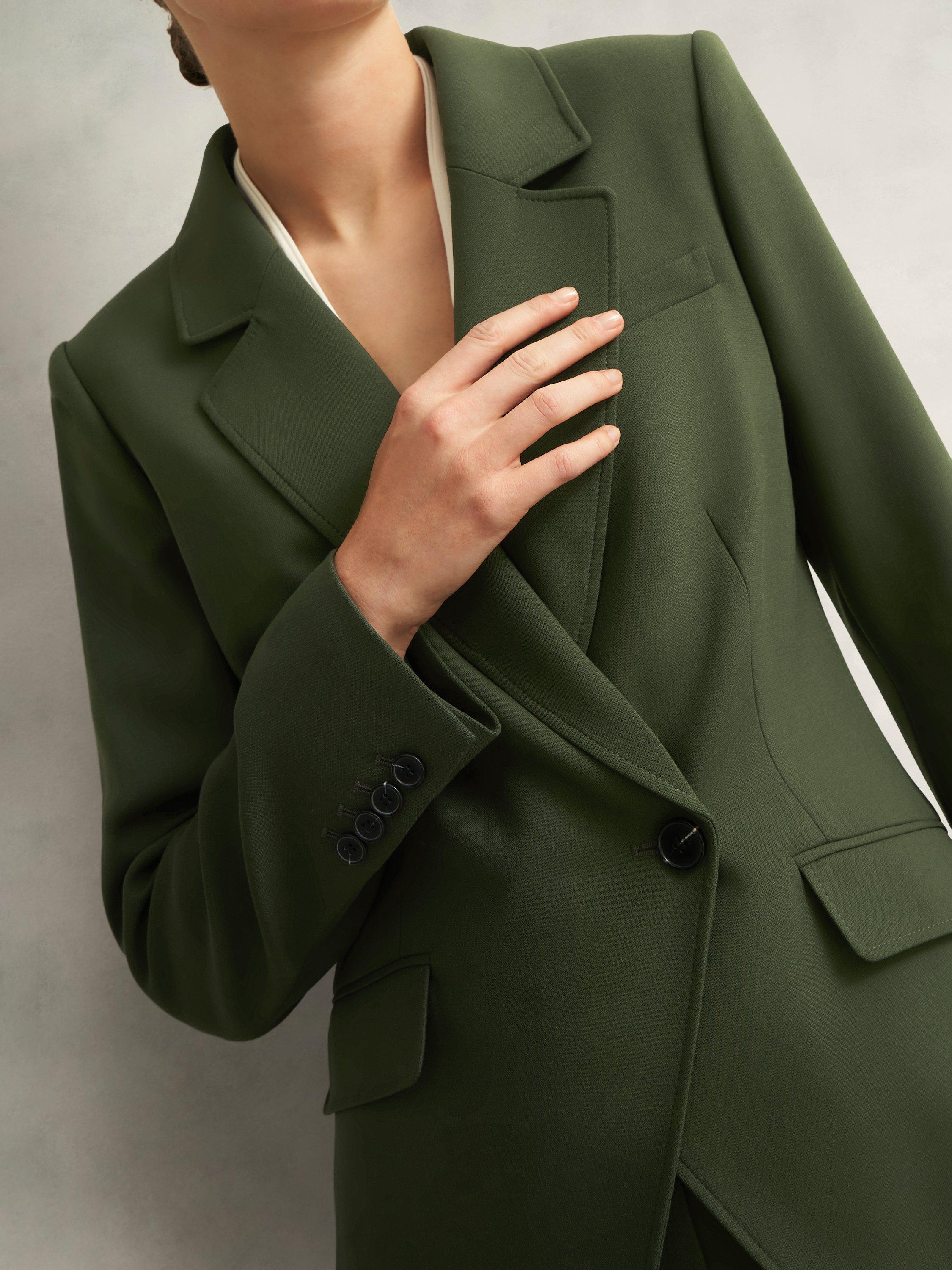 Product image 3 of 5, which shows Hobbs Neava Asymmetric Tailored Jacket, Yew Green, 10