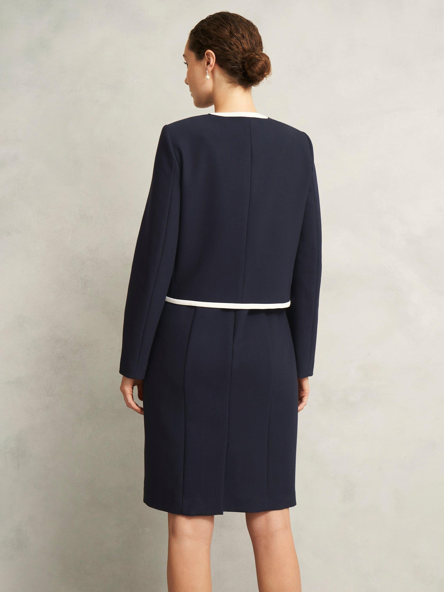 Product image 2 of 5, which shows Hobbs Sally Contrast Trim Jacket, Navy/Ivory, 10