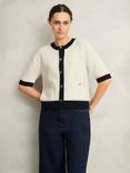 Hobbs Emily Contrast Trim Cardigan, Ivory/Navy