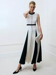Hobbs Jenn Colour Block Godet Dress, Cream/Black