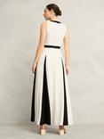 Hobbs Jenn Colour Block Godet Dress, Cream/Black