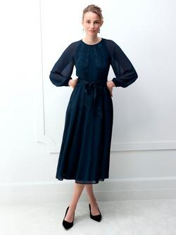 Hobbs Loren Belted Midi Dress, Evergreen, Evergreen