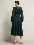 Hobbs Loren Belted Midi Dress, Evergreen