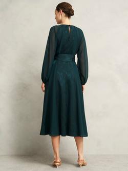 Hobbs Loren Belted Midi Dress, Evergreen - view 2, Evergreen